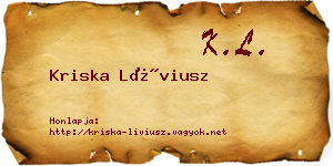 Kriska Líviusz névjegykártya