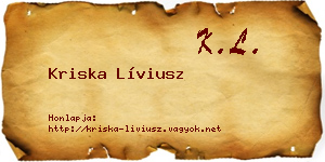 Kriska Líviusz névjegykártya