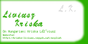 liviusz kriska business card